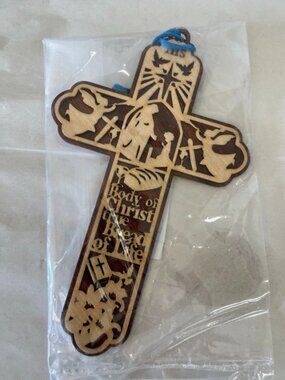 Wooden Christian Wall Cross Religious Hanging Decor Body of Christ 9x6 New